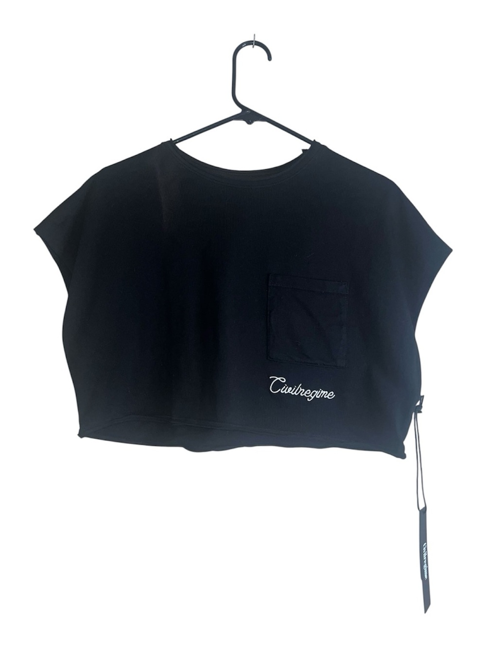 Civil Regime Black Short Sleeve Chest Pocket Crop Top NWT Sz S